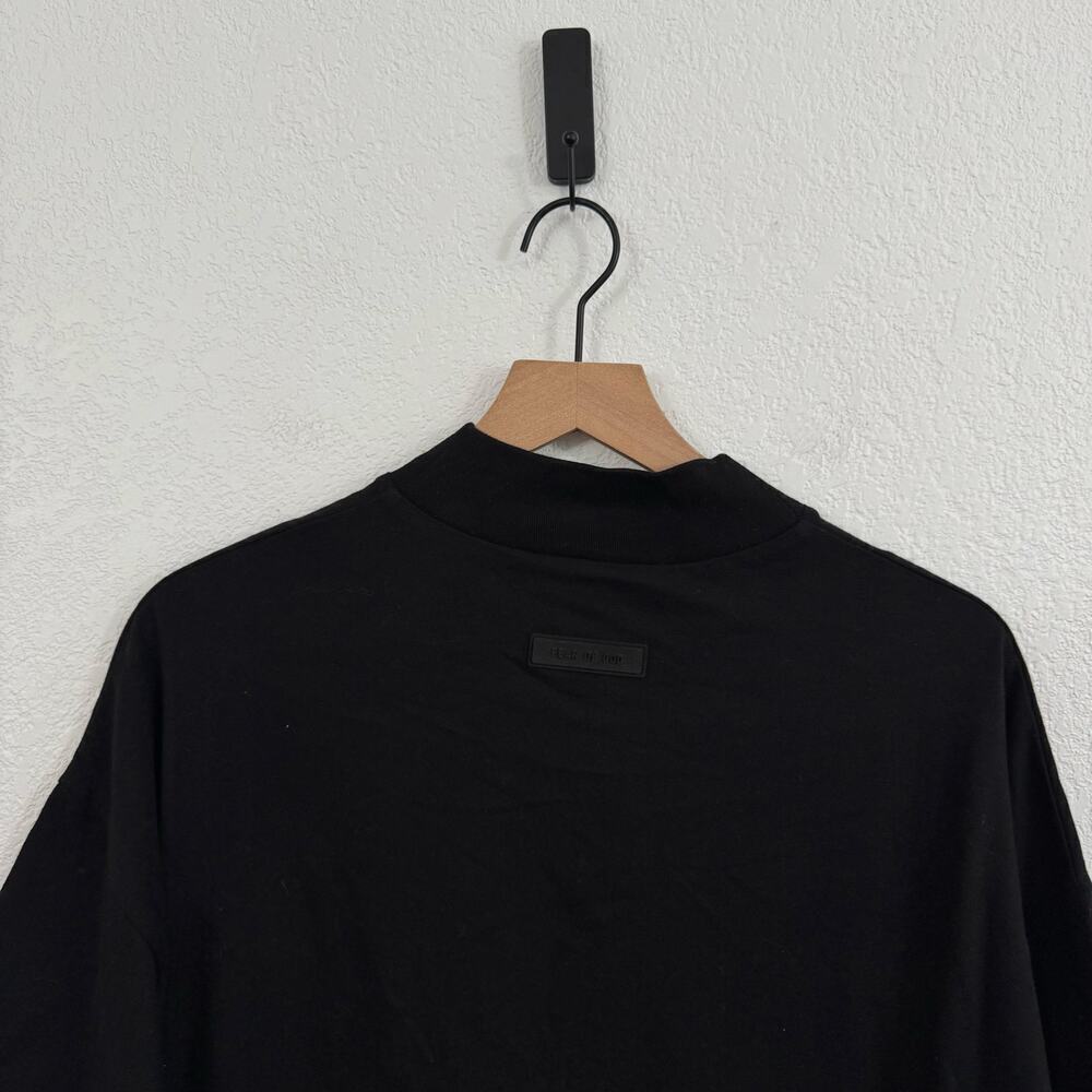 Fear Of God Essentials SS23 Mock Neck Half Sleeve Oversized T-Shirt Jet Black XS - Picture 8 of 12